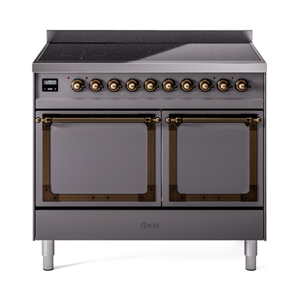 ILVE UNDI406QNMPMGB Nostalgie II Noblesse 40 inch Induction Range  (Solid Door, Graphite Matte, Burnished)