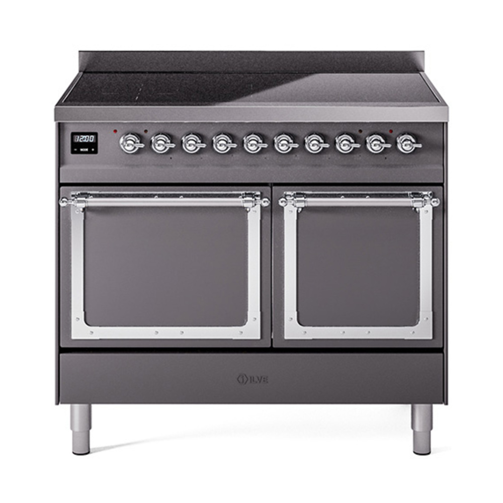 ILVE UNDI406QNMPMGC Nostalgie II Noblesse 40 inch Induction Range  (Solid Door, Graphite Matte, Chrome)