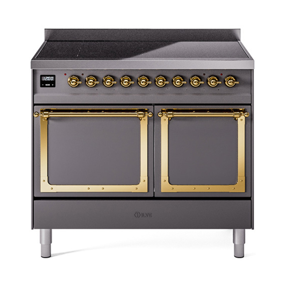 ILVE UNDI406QNMPMGG Nostalgie II Noblesse 40 inch Induction Range  (Solid Door, Graphite Matte, Brass)