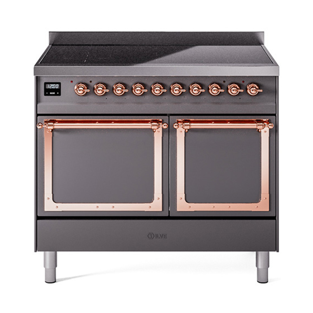 ILVE UNDI406QNMPMGP Nostalgie II Noblesse 40 inch Induction Range  (Solid Door, Graphite Matte, Copper)