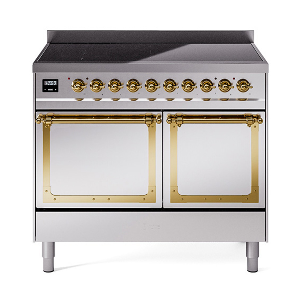 ILVE UNDI406QNMPSSG Nostalgie II Noblesse 40 inch Induction Range  (Solid Door, Stainless Steel, Brass)