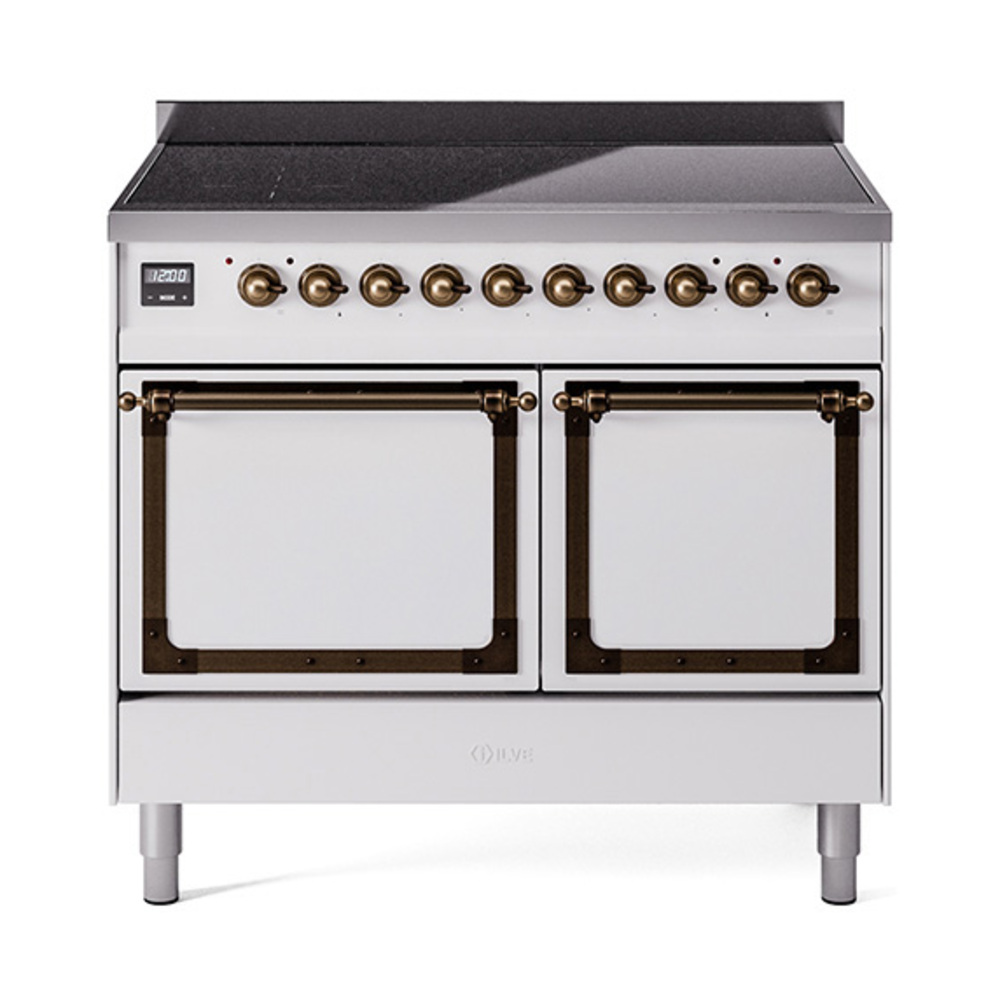 ILVE UNDI406QNMPWHB Nostalgie II Noblesse 40 inch Induction Range  (Solid Door, White, Burnished)