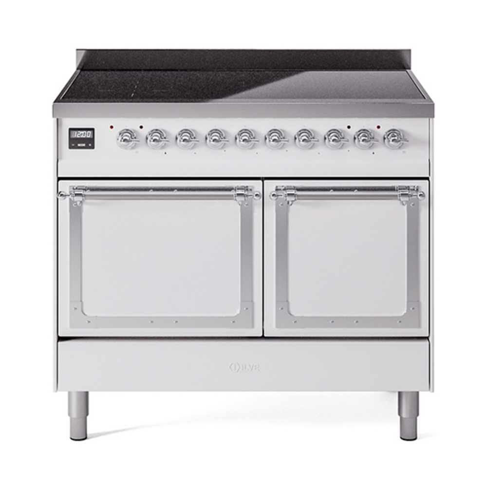 ILVE UNDI406QNMPWHC Nostalgie II Noblesse 40 inch Induction Range  (Solid Door, White, Chrome)