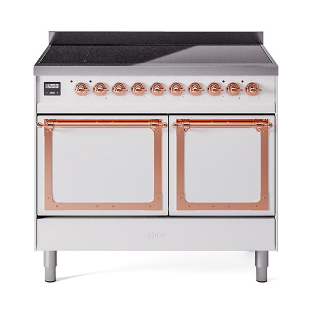 ILVE UNDI406QNMPWHP Nostalgie II Noblesse 40 inch Induction Range  (Solid Door, White, Copper)