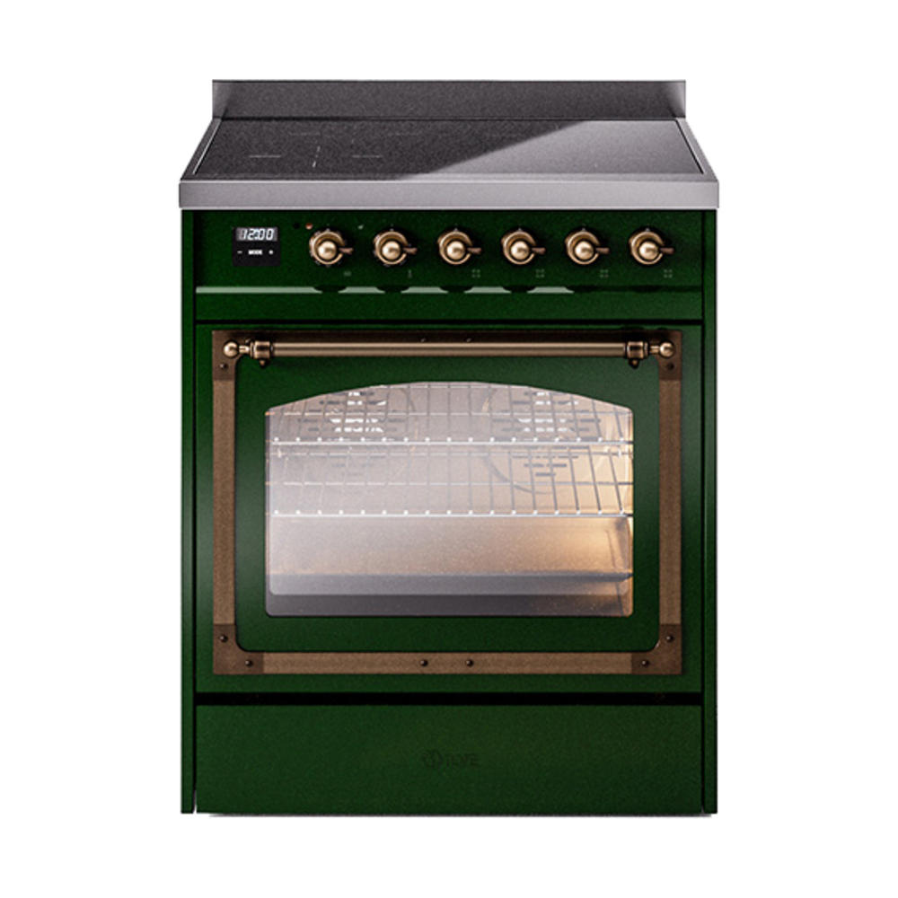 ILVE UNI304NMPEGB Nostalgie II Noblesse 30 inch Induction Range (Triple Glass Door, Emerald Green, Burnished)