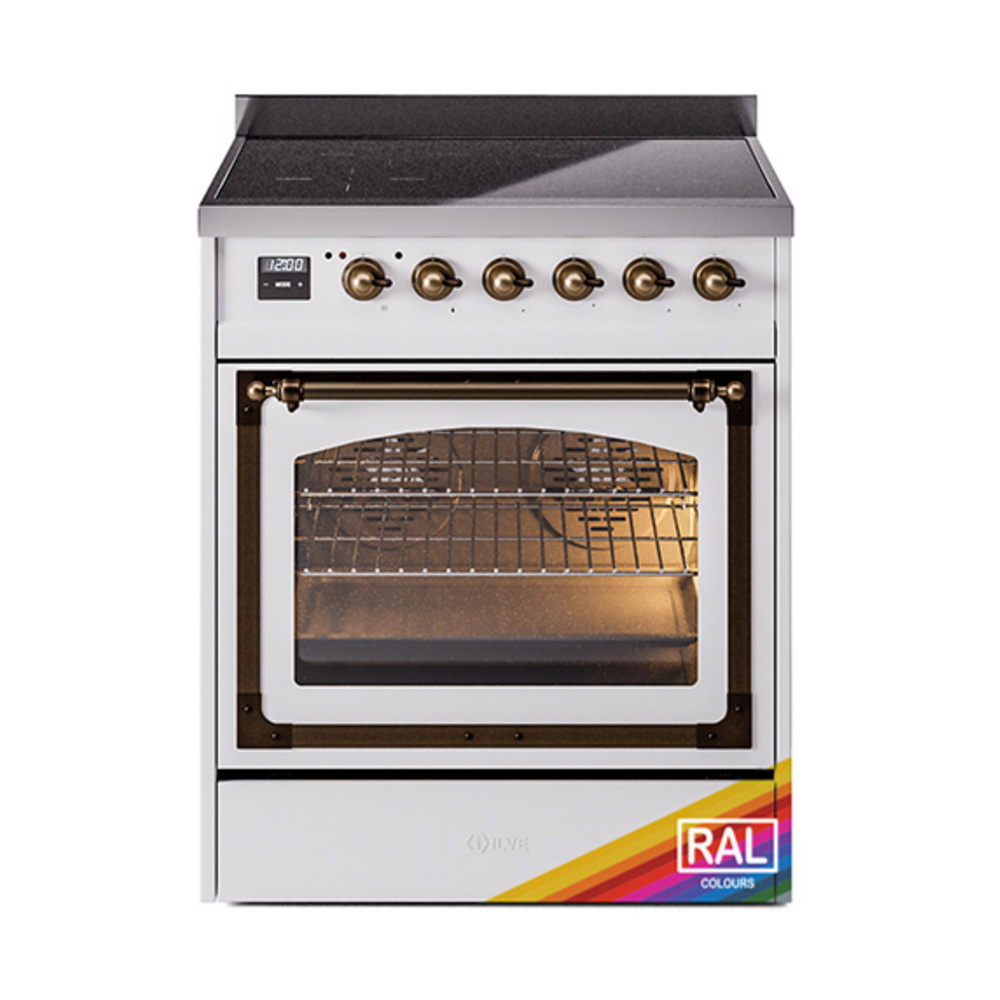 ILVE UNI304NMPRAB Nostalgie II Noblesse 30 inch Induction Range (Triple Glass Door, RAL, Burnished)