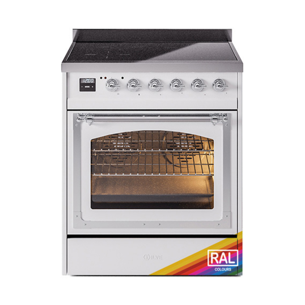 ILVE UNI304NMPRAC Nostalgie II Noblesse 30 inch Induction Range (Triple Glass Door, RAL, Chrome)