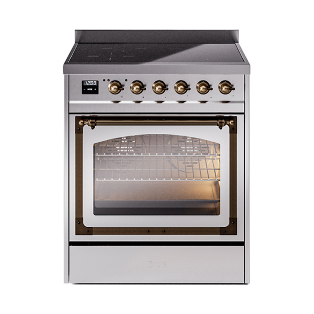 ILVE UNI304NMPSSB Nostalgie II Noblesse 30 inch Induction Range (Triple Glass Door, Stainless Steel, Burnished)