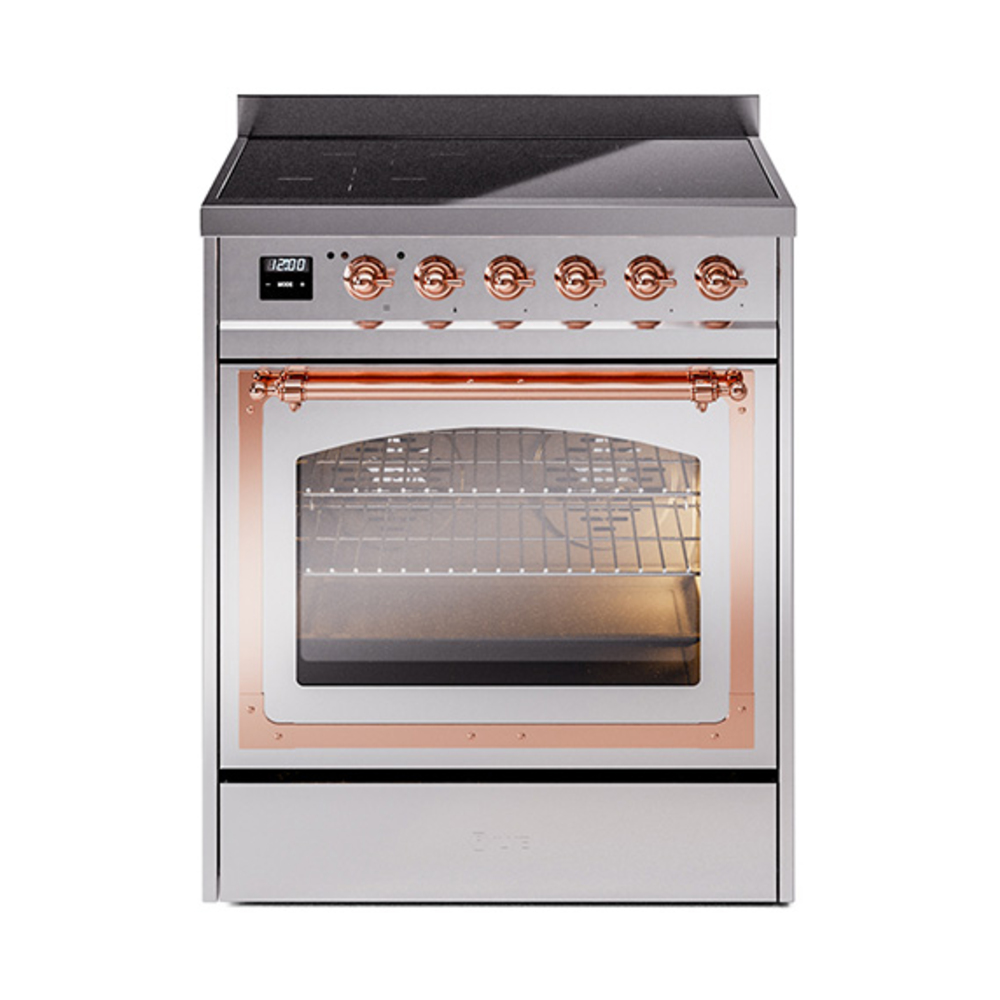 ILVE UNI304NMPSSP Nostalgie II Noblesse 30 inch Induction Range (Triple Glass Door, Stainless Steel, Copper)