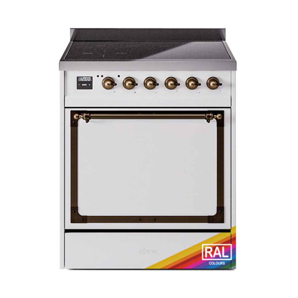 ILVE UNI304QNMPRAB Nostalgie II Noblesse 30 inch Induction Range (Solid Door, RAL, Burnished)