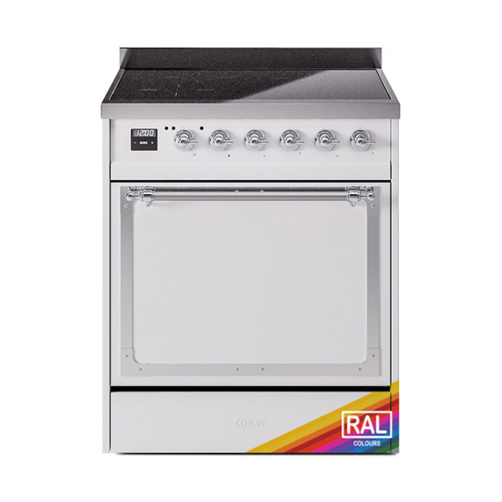 ILVE UNI304QNMPRAC Nostalgie II Noblesse 30 inch Induction Range (Solid Door, RAL, Chrome)