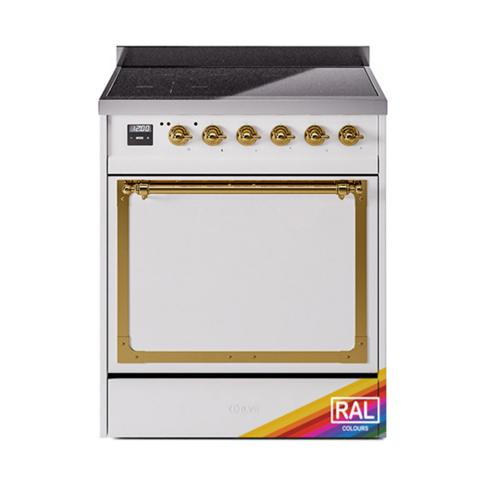 ILVE UNI304QNMPRAG Nostalgie II Noblesse 30 inch Induction Range (Solid Door, RAL, Brass)