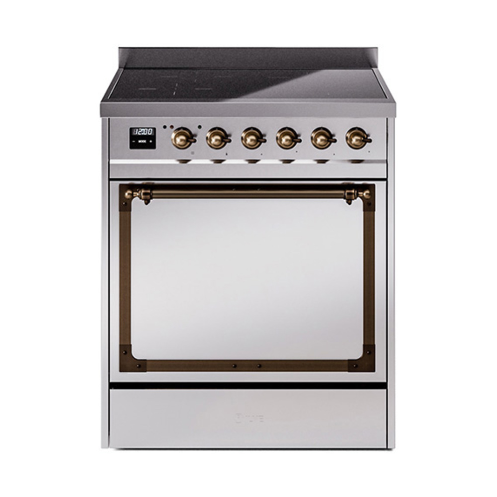 ILVE UNI304QNMPSSB Nostalgie II Noblesse 30 inch Induction Range (Solid Door, Stainless Steel, Burnished)