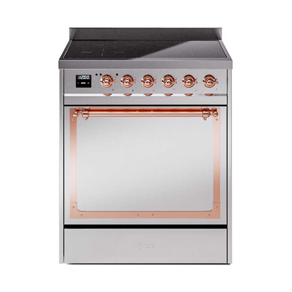 ILVE UNI304QNMPSSP Nostalgie II Noblesse 30 inch Induction Range (Solid Door, Stainless Steel, Copper)