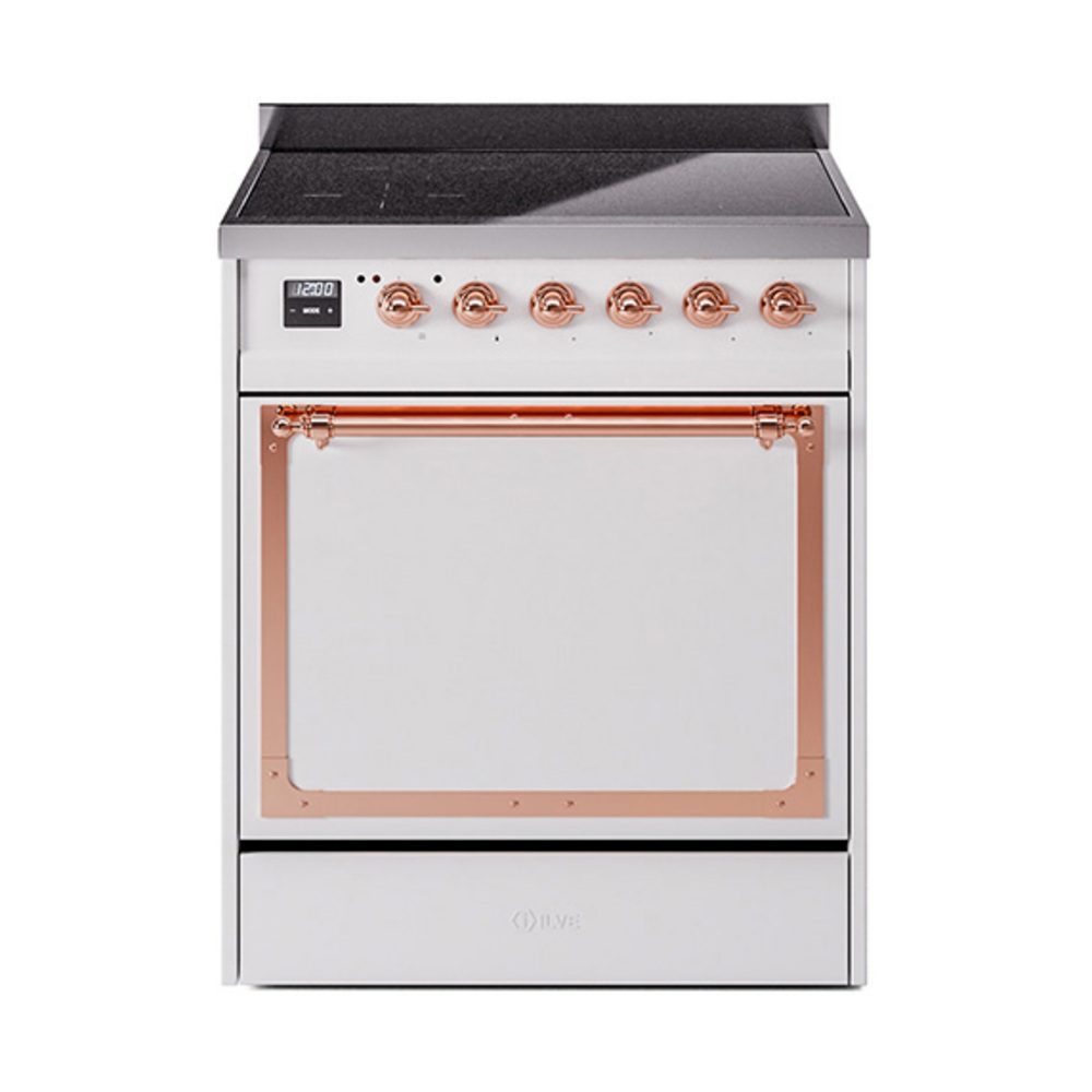 ILVE UNI304QNMPWHP Nostalgie II Noblesse 30 inch Induction Range (Solid Door, White, Copper)