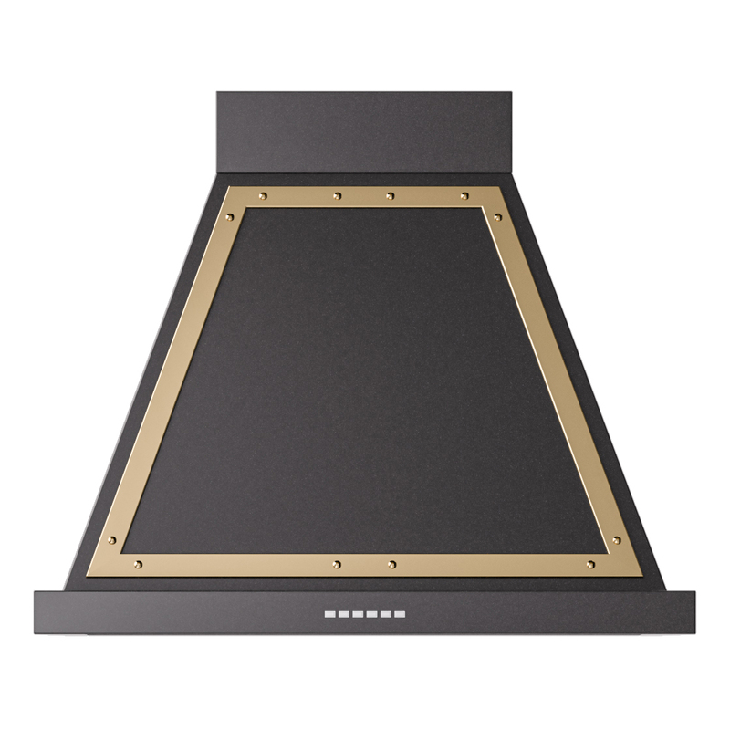 ILVE UANB30BKG Nostalgie Noblesse 30 inch Range Hood (Glossy Black, Brass)