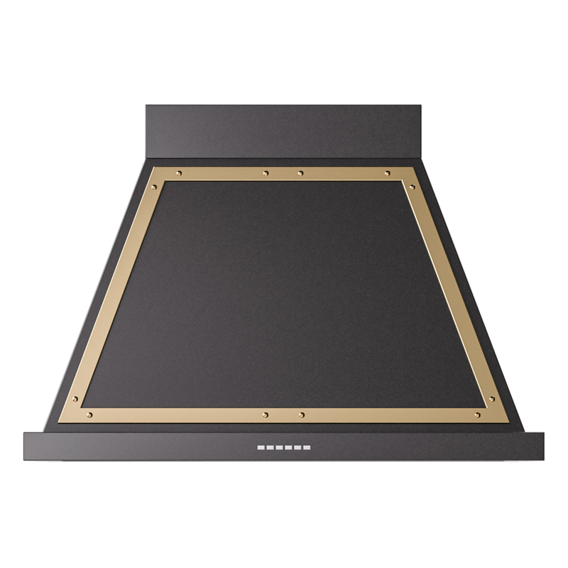 ILVE UANB36BKG Nostalgie Noblesse 36 inch Range Hood (Glossy Black, Brass)