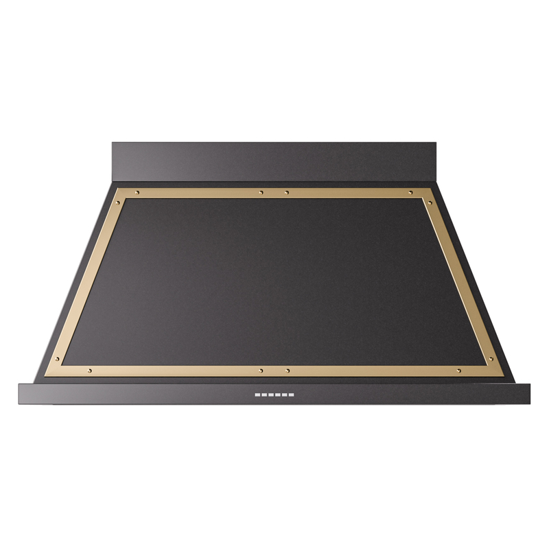 ILVE UANB48BKG Nostalgie II Noblesse 48 inch Range Hood (Glossy Black, Brass)