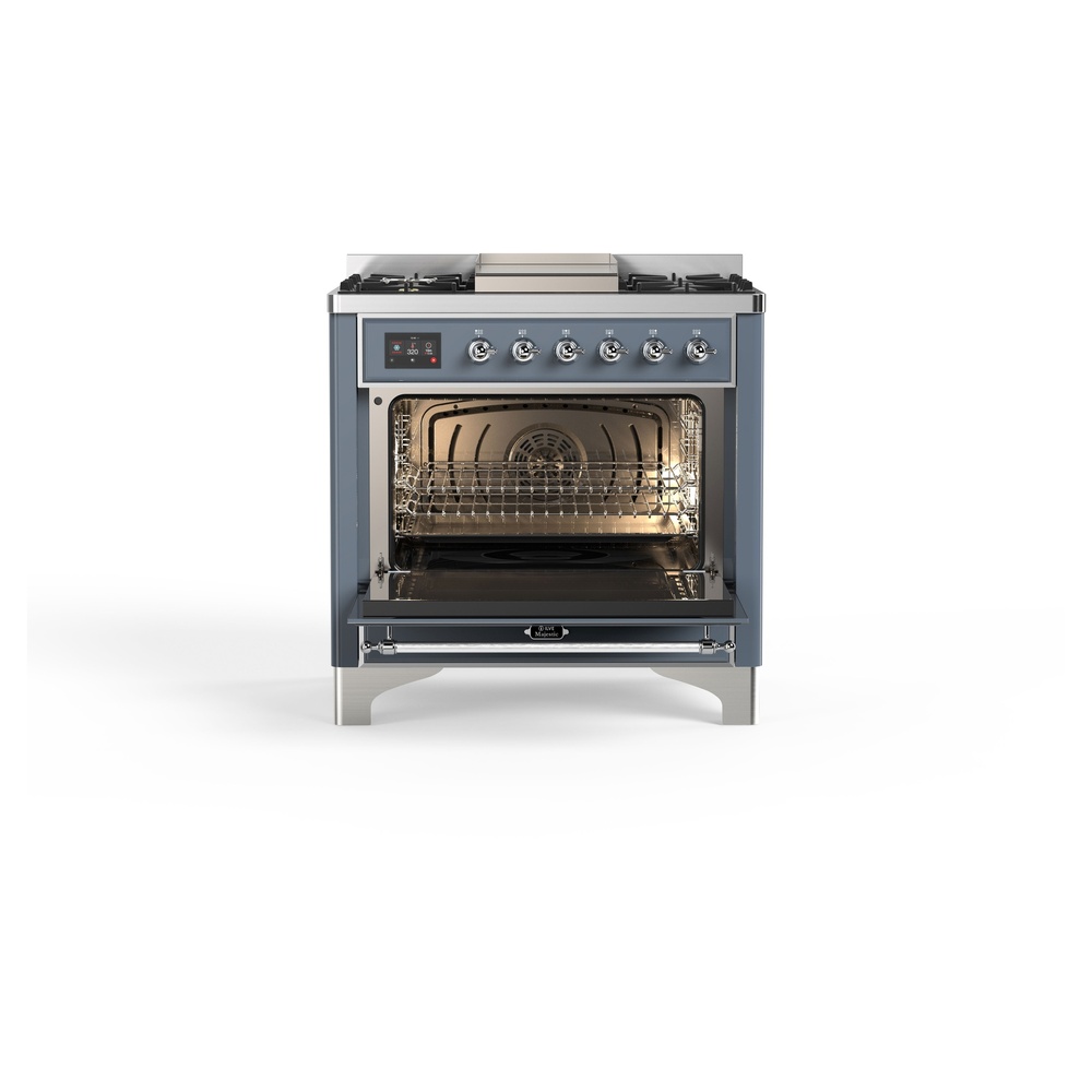 ILVE_UM09FDNS3BGC_Majestic_II_36"_Dual_Fuel_Range_oven_opened