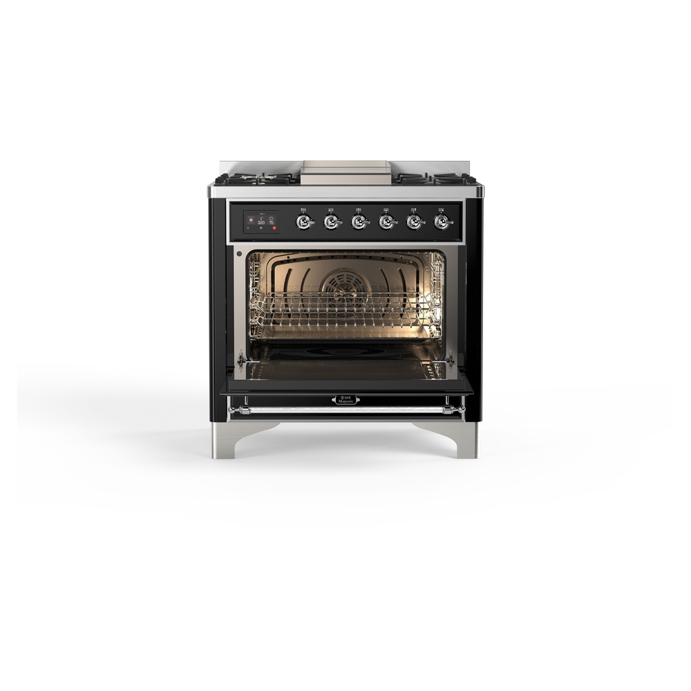 ILVE_UM09FDNS3BKCLP_Majestic_II_36"_Dual_Fuel_Range_oven_opened