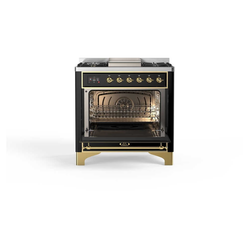 ILVE_UM09FDNS3BKG_Majestic_II_36"_Dual_Fuel_Range_oven_opened