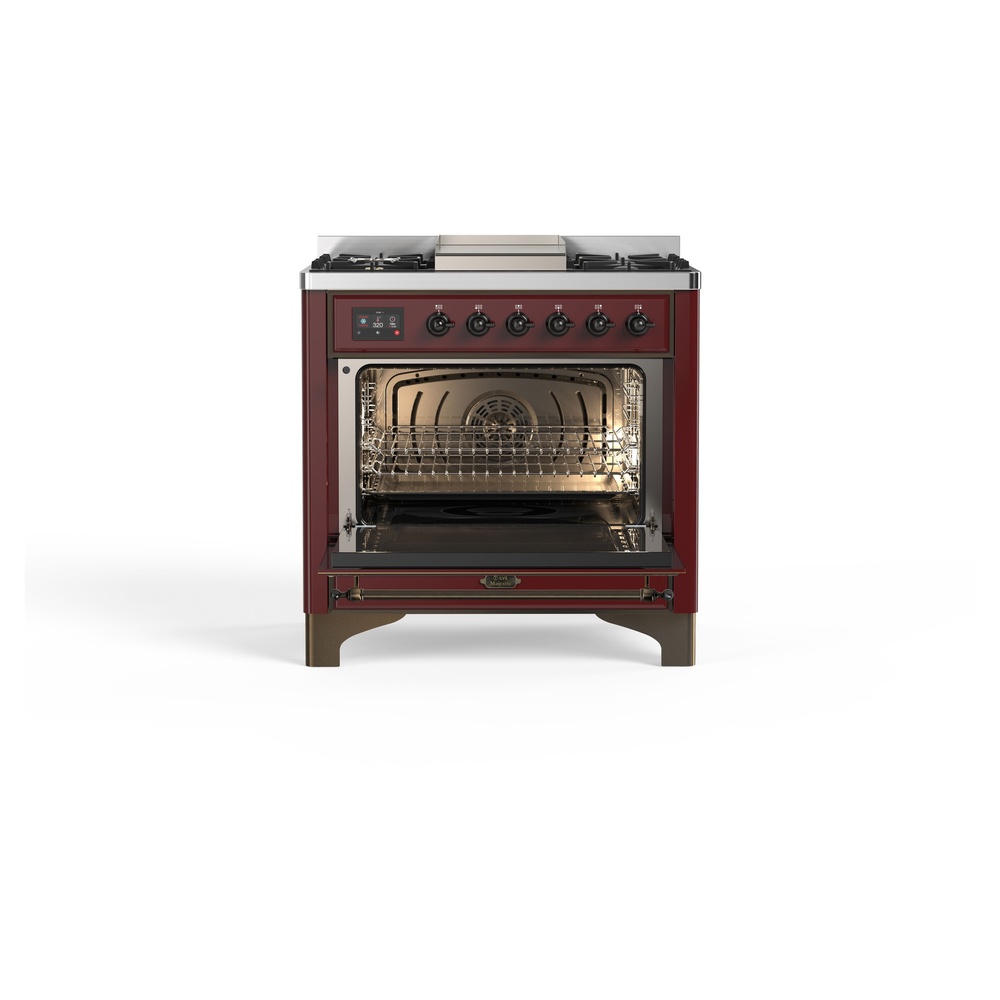ILVE_UM09FDNS3BUBLP_Majestic_II_36"_Dual_Fuel_Range_oven_opened