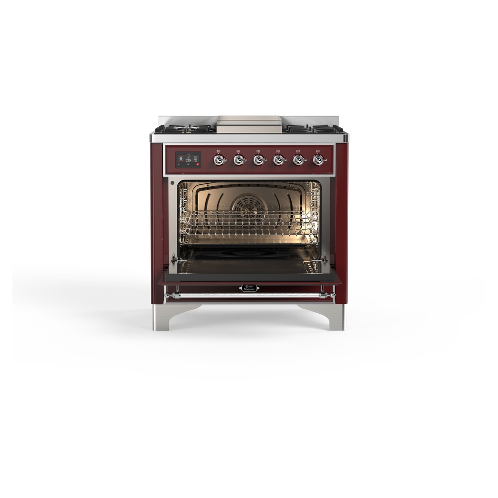ILVE_UM09FDNS3BUCLP_Majestic_II_36"_Dual_Fuel_Range_oven_opened