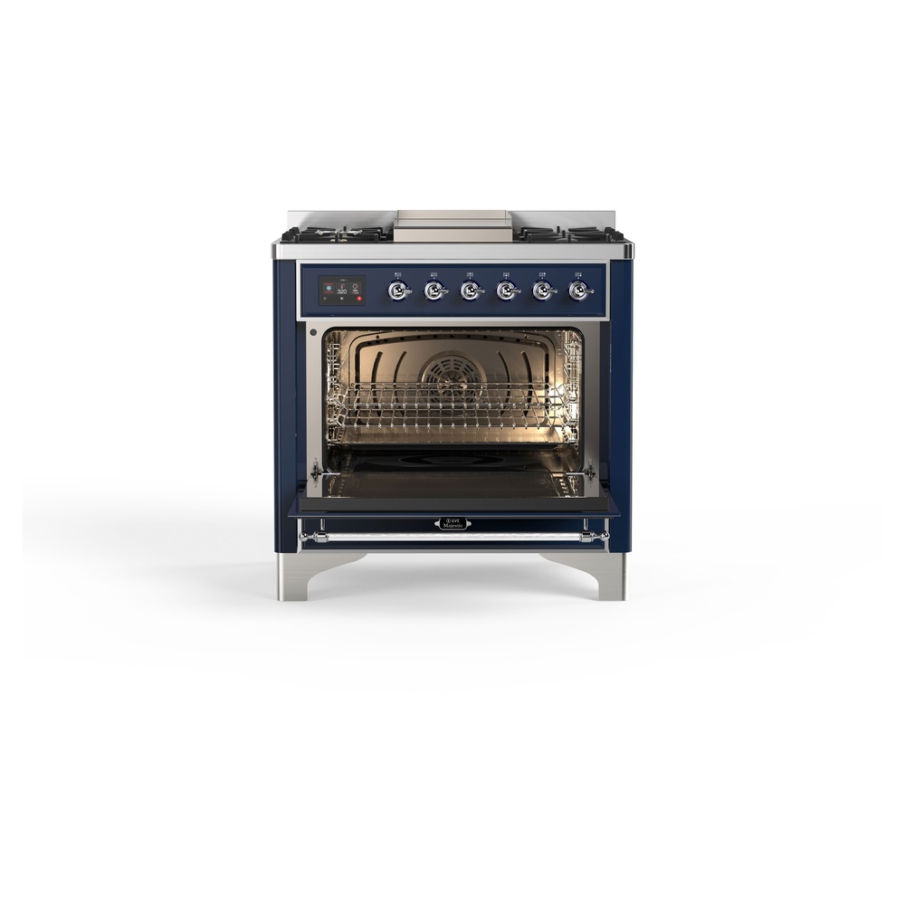 ILVE_UM09FDNS3MBCLP_Majestic_II_36"_Dual_Fuel_Range_oven_opened