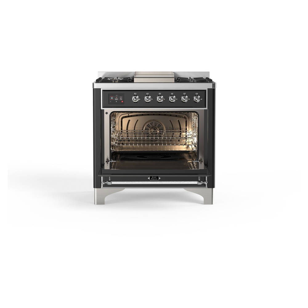 ILVE_UM09FDNS3MGC_Majestic_II_36"_Dual_Fuel_Range_oven_opened