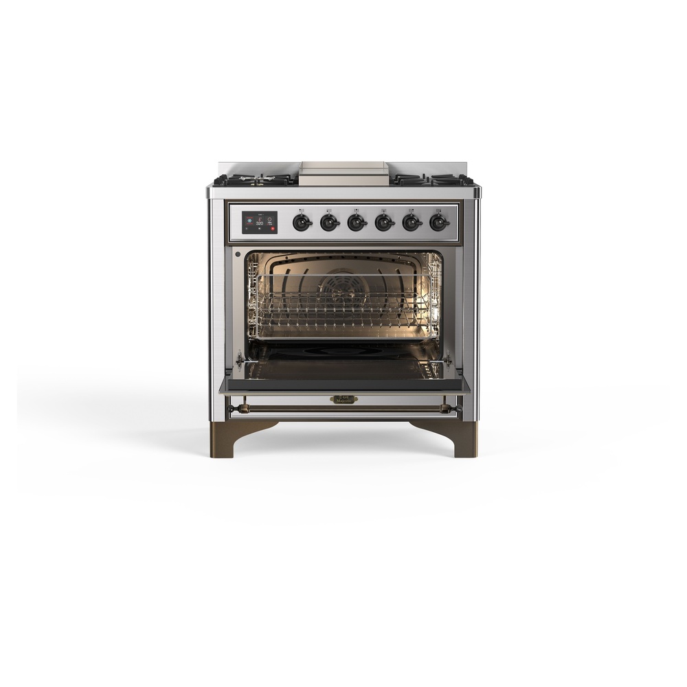 ILVE_UM09FDNS3SSB_Majestic_II_36"_Dual_Fuel_Range_door-opened