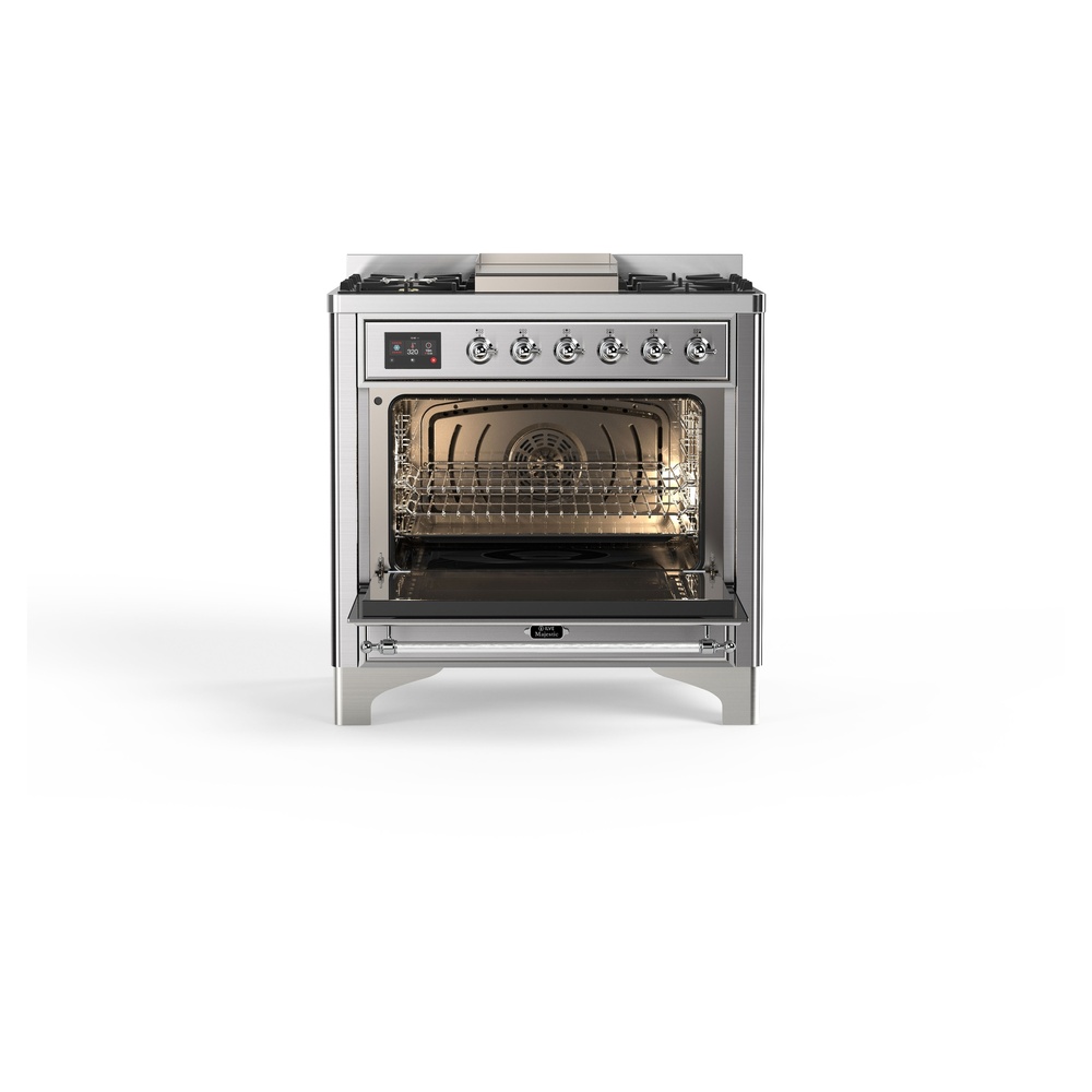 ILVE_UM09FDNS3SSCLP_Majestic_II_36"_Dual_Fuel_Range_oven_opened