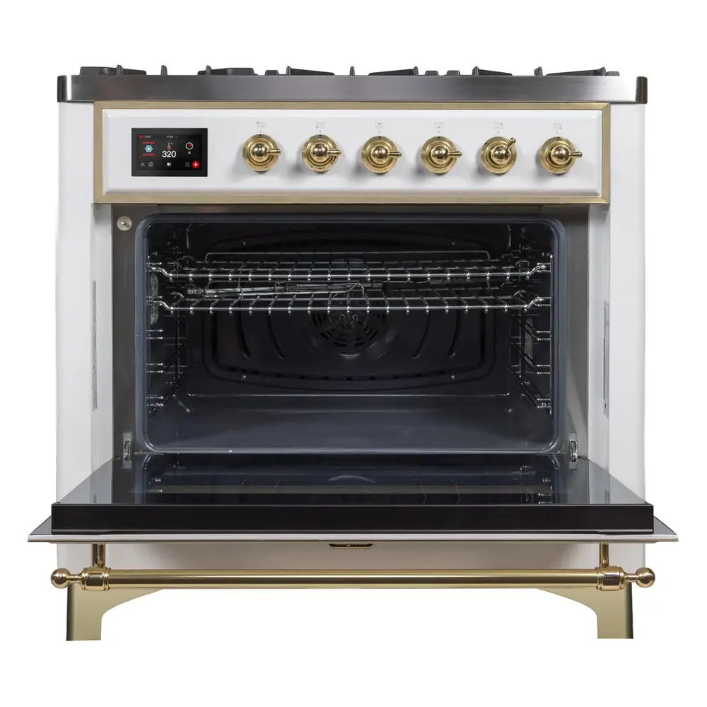 ILVE_UM09FDNS3WHG_Majestic_II_36"_Dual_Fuel_Range_oven_opened