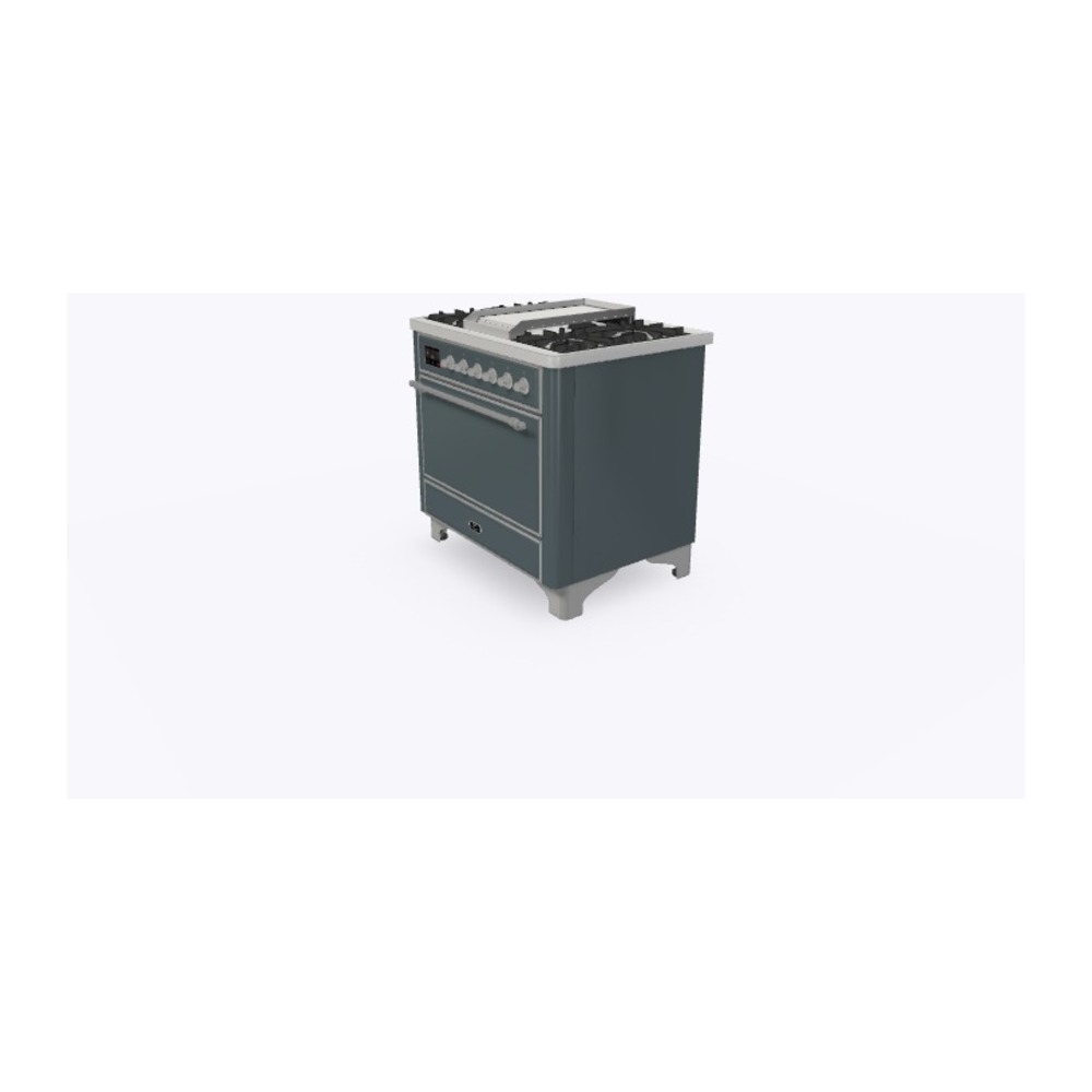 ILVE_UM09FDQNS3BGCLP_Majestic_II_36"_Dual_Fuel_Range_Right_Angle