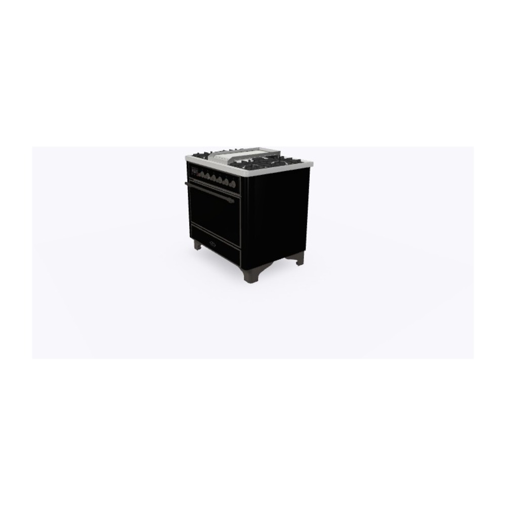ILVE_UM09FDQNS3BKB_Majestic_II_36"_Dual_Fuel_Range_Right_Angle