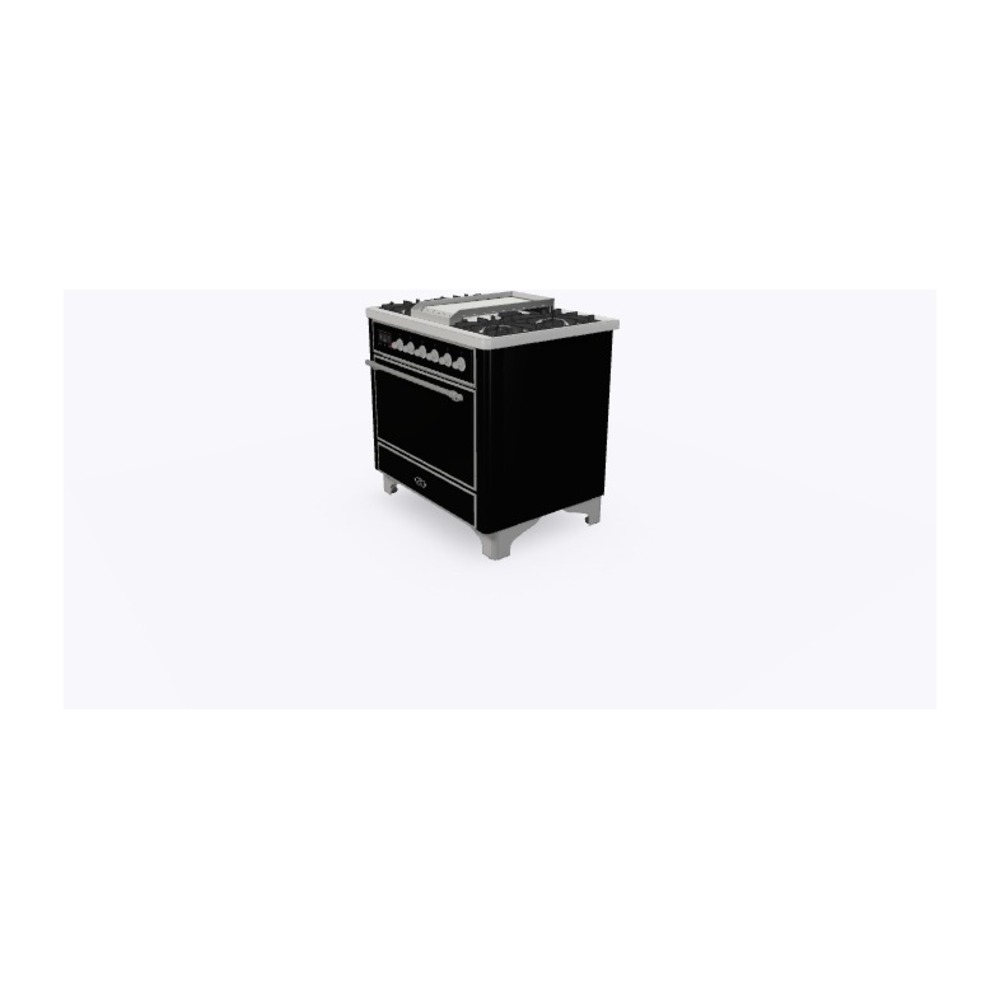 ILVE_UM09FDQNS3BKCLP_Majestic_II_36"_Dual_Fuel_Range_Right_Angle