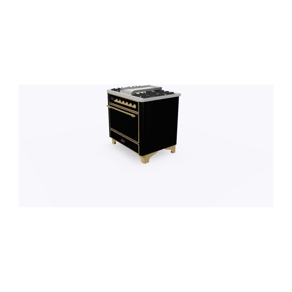ILVE_UM09FDQNS3BKGLP_Majestic_II_36"_Dual_Fuel_Range_Right_Angle