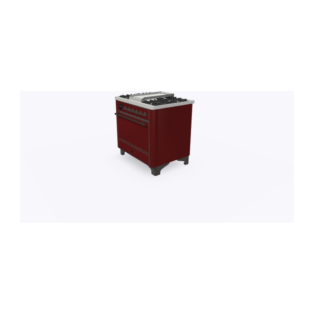 ILVE_UM09FDQNS3BUBLP_Majestic_II_36"_Dual_Fuel_Range_Right_Angle