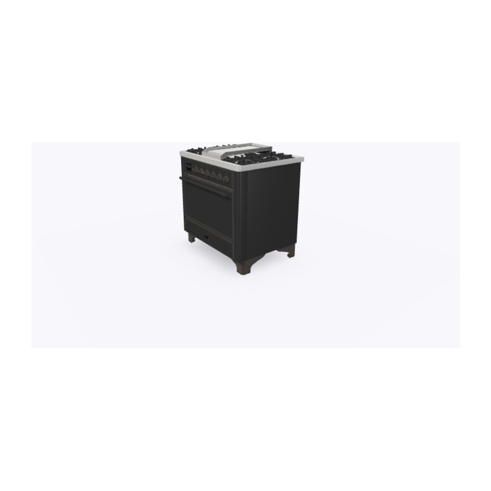 ILVE_UM09FDQNS3MGB_Majestic_II_36"_Dual_Fuel_Range_Right_Angle