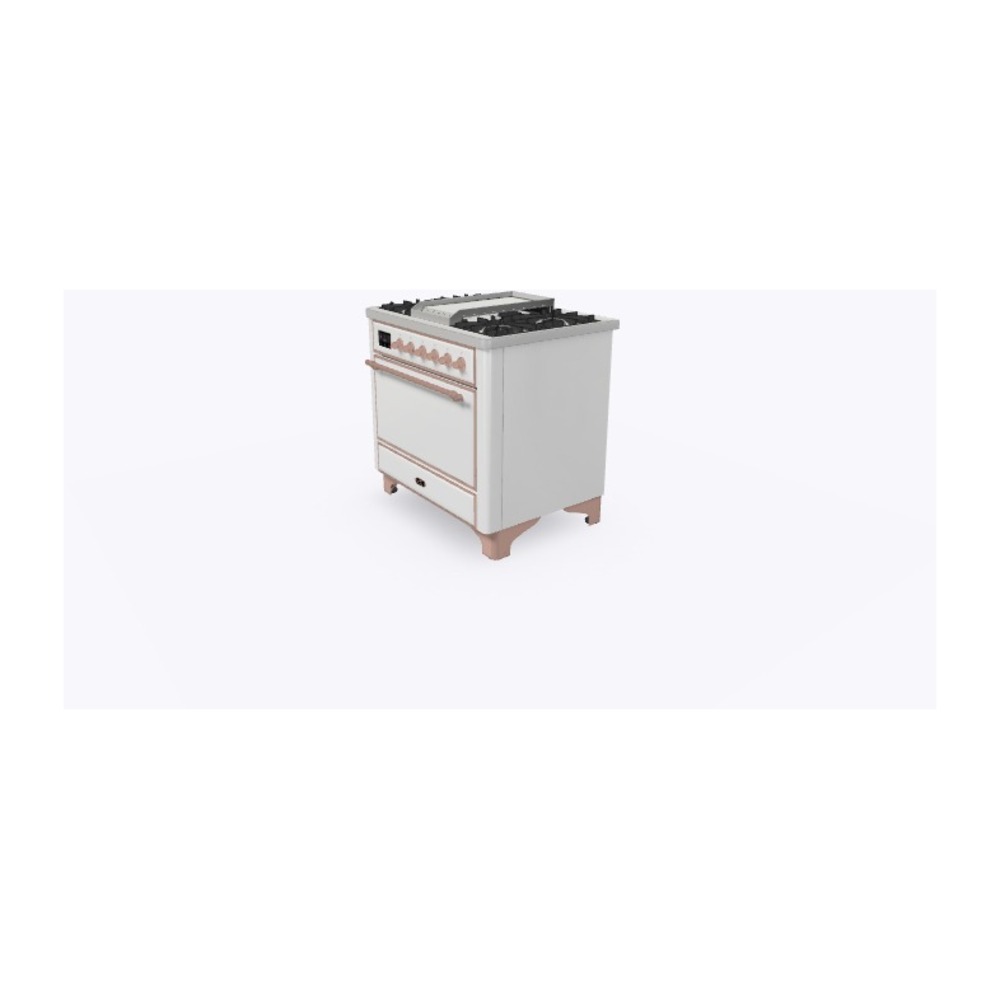 ILVE_UM09FDQNS3WHPLP_Majestic_II_36"_Dual_Fuel_Range_Right_Angle