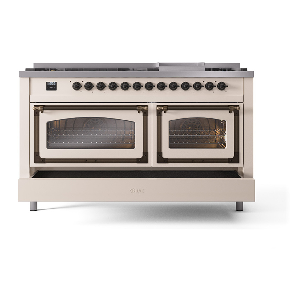 ILVE_UN60FNMPAWB_Nostalgie_II_60"_Dual_Fuel_Range_drawer_opened