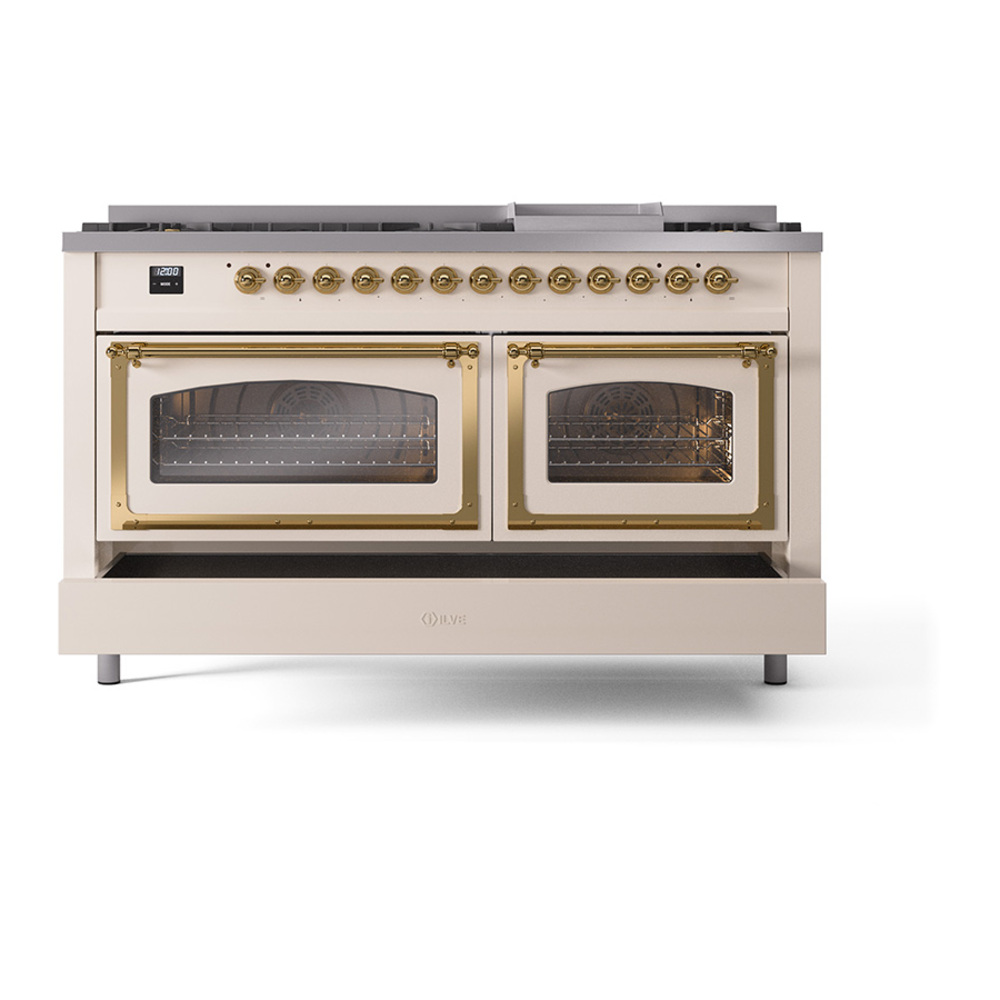 ILVE_UN60FNMPAWGLP_Nostalgie_II_60"_Dual_Fuel_Range_drawer_opened