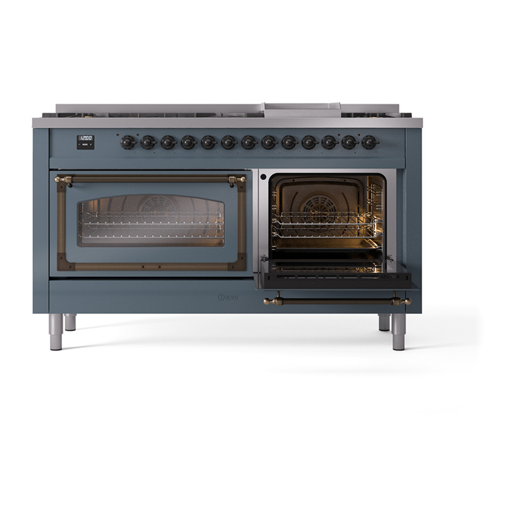 ILVE_UN60FNMPBGBLP_Nostalgie_II_60"_Dual_Fuel_Range_side_oven_door_opened