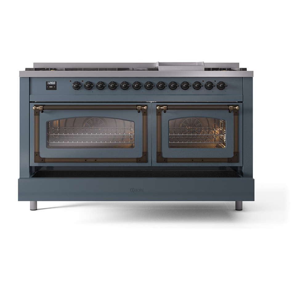 ILVE_UN60FNMPBGB_Nostalgie_II_60"_Dual_Fuel_Range_drawer_opened