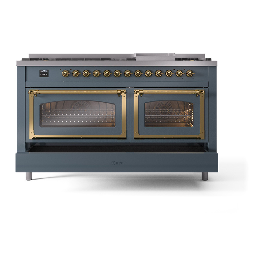 ILVE_UN60FNMPBGGLP_Nostalgie_II_60"_Dual_Fuel_Range_drawer_opened