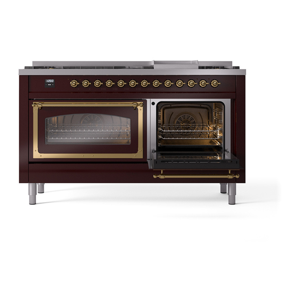 ILVE_UN60FNMPBUGLP_Nostalgie_II_60"_Dual_Fuel_Range_side_oven_door_opened
