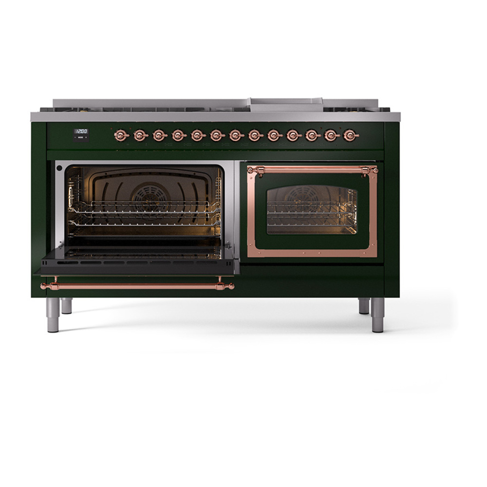 ILVE_UN60FNMPEGPLP_Nostalgie_II_60"_Dual_Fuel_Range_main_oven_door_opened