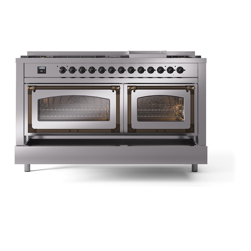ILVE_UN60FNMPSSBLP_Nostalgie_II_60"_Dual_Fuel_Range_drawer_opened