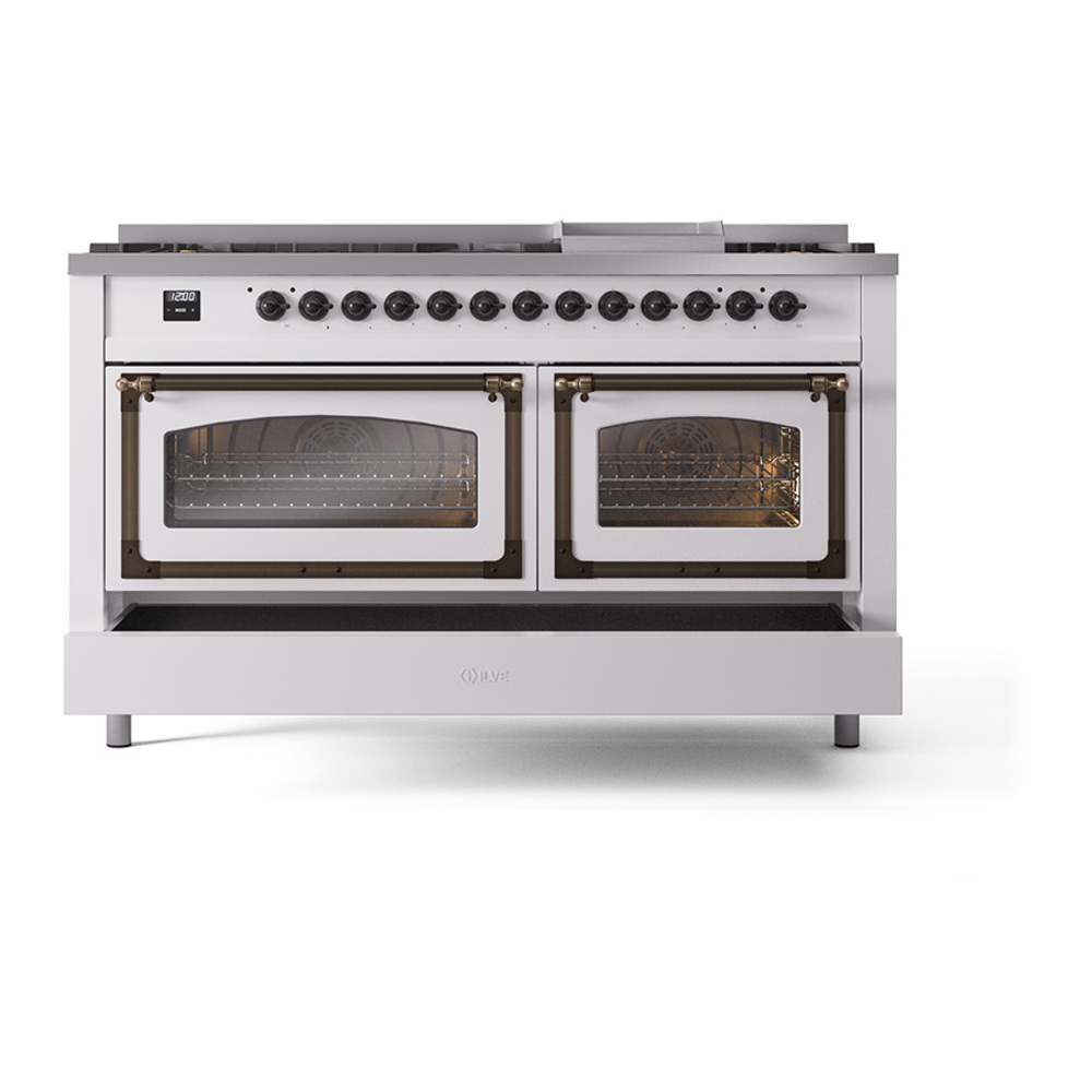 ILVE_UN60FNMPWHB_Nostalgie_II_60"_Dual_Fuel_Range_drawer_opened