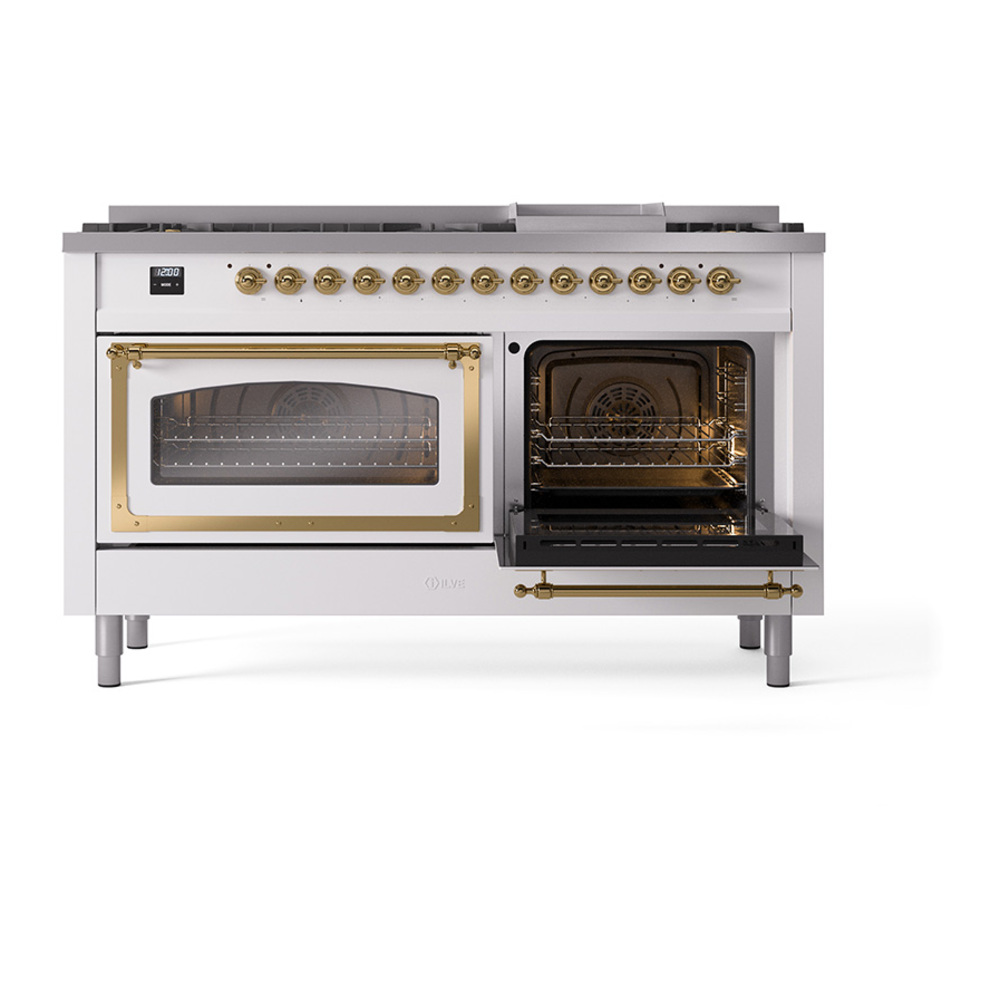 ILVE_UN60FNMPWHG_Nostalgie_II_60"_Dual_Fuel_Range_side_oven_door_opened
