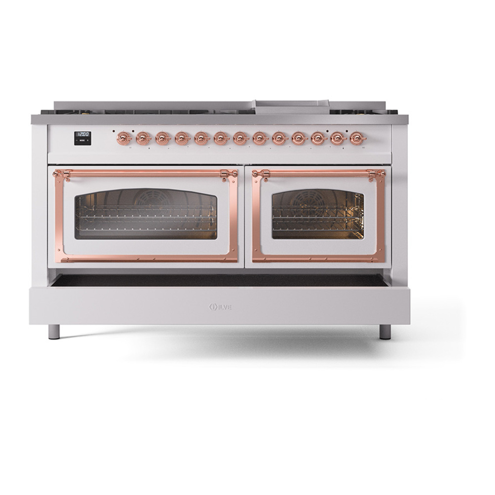 ILVE_UN60FNMPWHPLP_Nostalgie_II_60"_Dual_Fuel_Range_drawer_opened